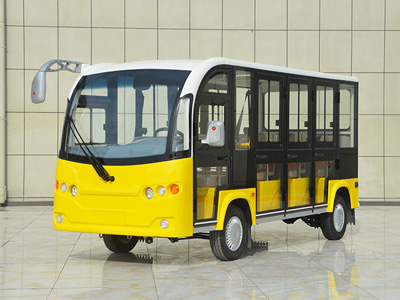 湖北11座帶擋雨門電動(dòng)觀光車檸檬黃
